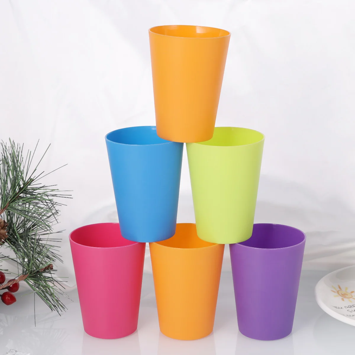 

15pcs Colorful Glasses Disposable Home Beverage Drinking Cup Reusable Holiday Party Tableware and Party Supplies 101-200ml
