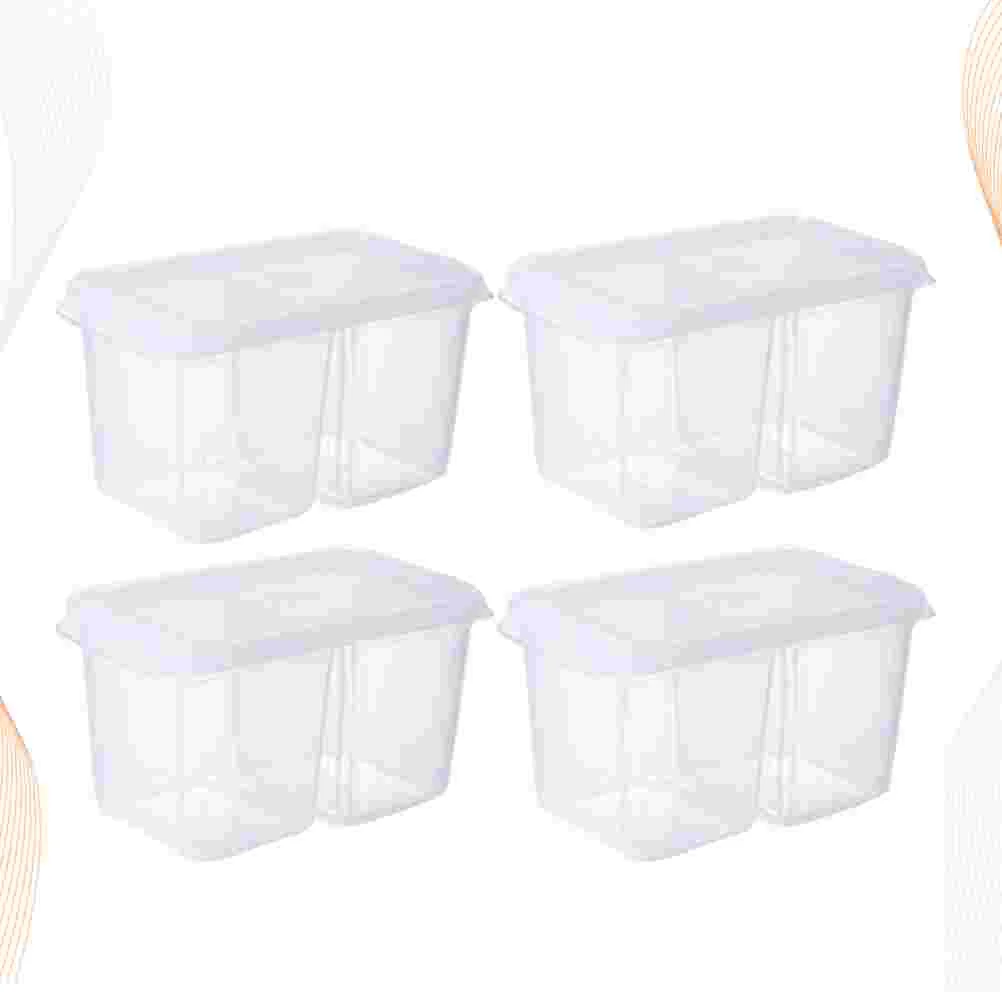 4 Pcs Sauce Storage Box Bento Box Double Grids Storage Box Can Organizer Fridge Refrigerator Onion Ginger Garlic Tool box
4 Pcs Sauce Storage Box Bento Box Double Grids Storage Box Can Organizer Fridge Refrigerator Onion Ginger Garlic Tool box