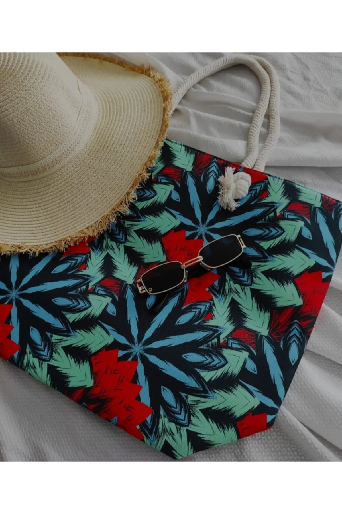 

Женская пляжная Соломенная Сумка-тоут, многоцветный узор, модная вместительная сумка-шоппер на плечо с узором