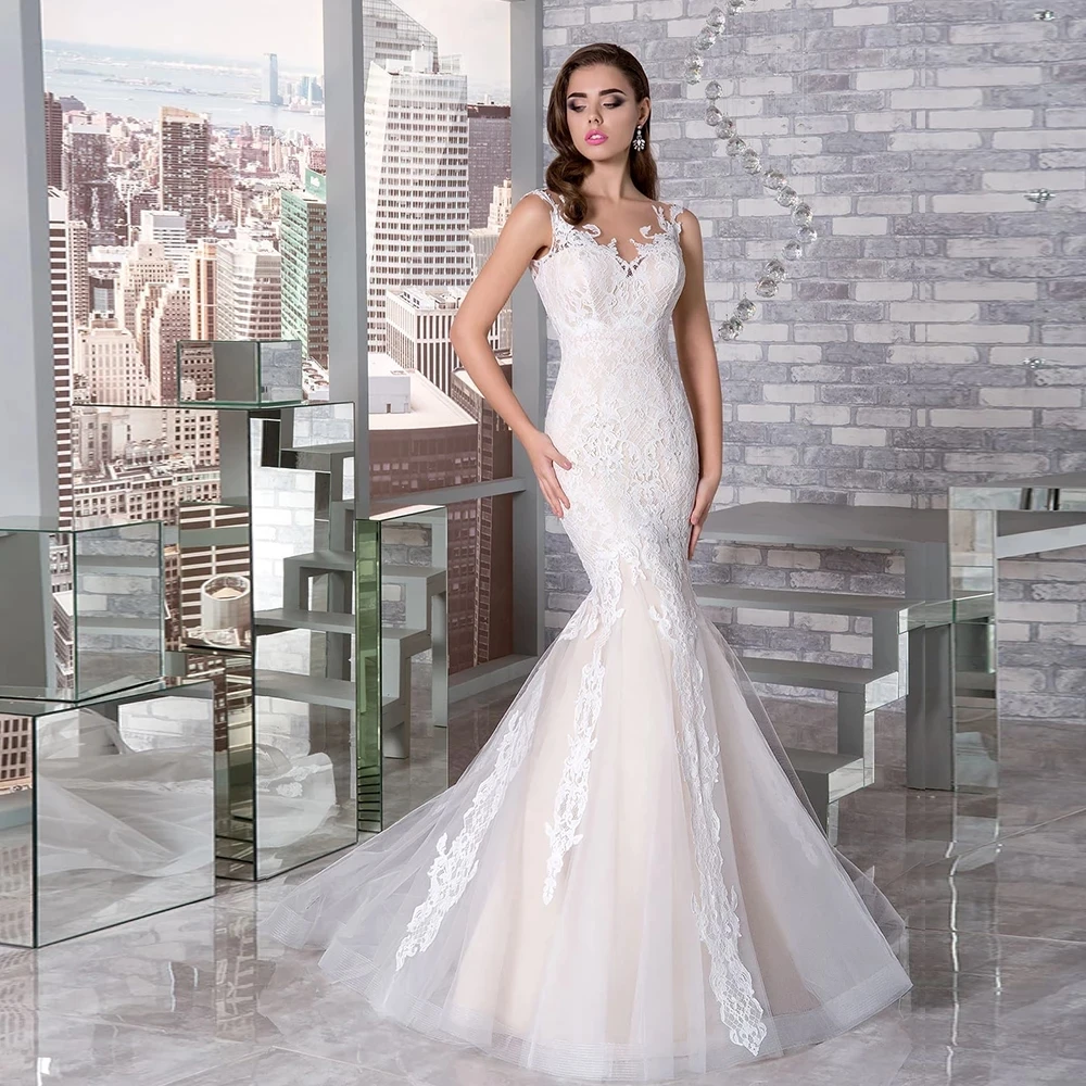 LUOJO Mermaid Wedding Dress O-Neck Lace Sexy Ivory White Sleeveless Back Zipper Vestido De Novia Bride Dresses Robe Mariee
LUOJO Mermaid Wedding Dress O-Neck Lace Sexy Ivory White Sleeveless Back Zipper Vestido De Novia Bride Dresses Robe Mariee