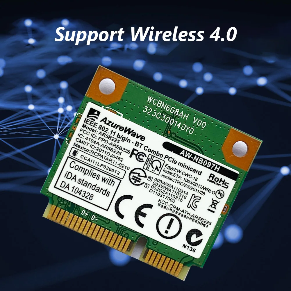 AR5B225 2,4 ГГц 300M беспроводная совместимая с Bluetooth-совместимая карта мини PCI-E Wi-Fi адаптер Аксессуары
AR5B225 2,4 ГГц 300M беспроводная совместимая с Bluetooth-совместимая карта мини PCI-E Wi-Fi адаптер Аксессуары