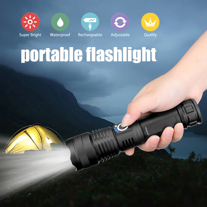 Xhp50 Portable LED Flashlight Strong Light High-power Rechargeable 18650 or 26650 Battery Zoom Tactical Flashlight Outdoor Light
Xhp50 Portable LED Flashlight Strong Light High-power Rechargeable 18650 or 26650 Battery Zoom Tactical Flashlight Outdoor Light