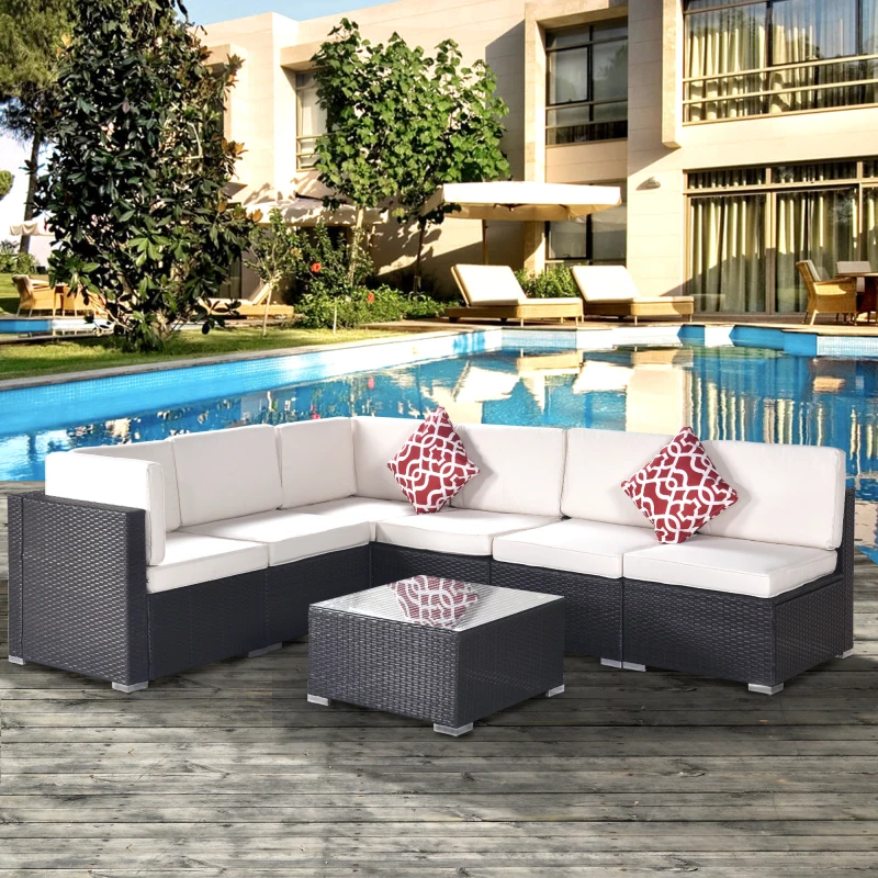 Garden Patio Furniture 7-piece PE Rattan Wicker Sectional Cushioned Sofa Sets Free Dropshipping Outdoor Sofa Type Appearance 
Garden Patio Furniture 7-piece PE Rattan Wicker Sectional Cushioned Sofa Sets Free Dropshipping Outdoor Sofa Type Appearance
