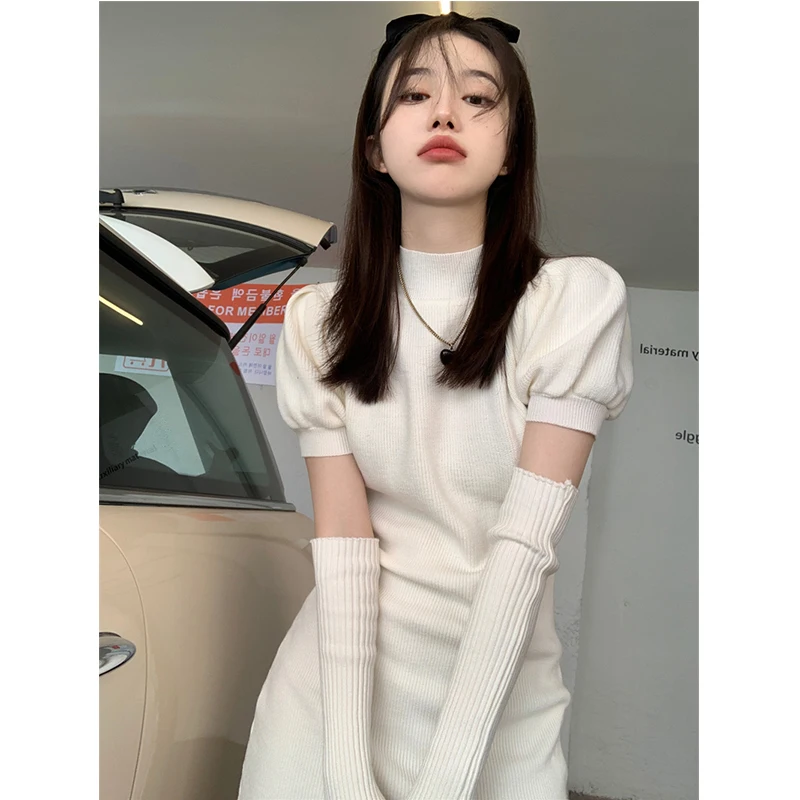 Autumn Winter Puff Sleeve Sweater Mini Dress Women Turtleneck Pullover Slim Sexy Knitwear Sweet Cute Dress for New Year 2022
Autumn Winter Puff Sleeve Sweater Mini Dress Women Turtleneck Pullover Slim Sexy Knitwear Sweet Cute Dress for New Year 2022
