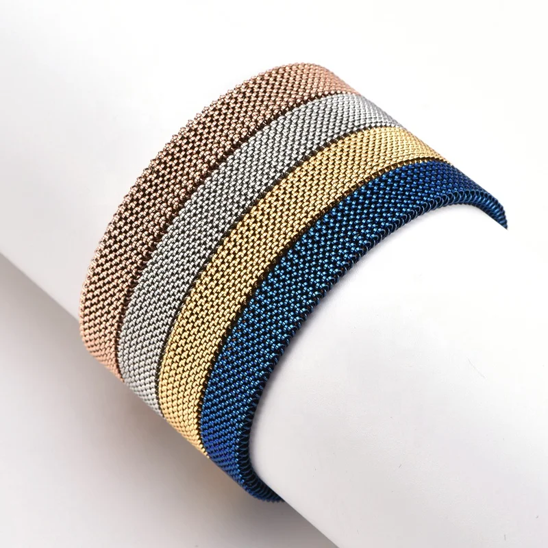 Soft Stainless Steel Jewelry Elastic Spring Wrist Band Stretch Mesh Bracelets Unique Colorful Bangles
Soft Stainless Steel Jewelry Elastic Spring Wrist Band Stretch Mesh Bracelets Unique Colorful Bangles