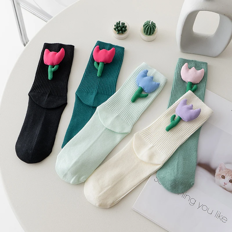 Three-dimensional Flower Women Lady Cotton Socks Female Ins Tide Net Red Tulip Cute Handmade Medium Tube Sock Plant Flower Sock
Three-dimensional Flower Women Lady Cotton Socks Female Ins Tide Net Red Tulip Cute Handmade Medium Tube Sock Plant Flower Sock