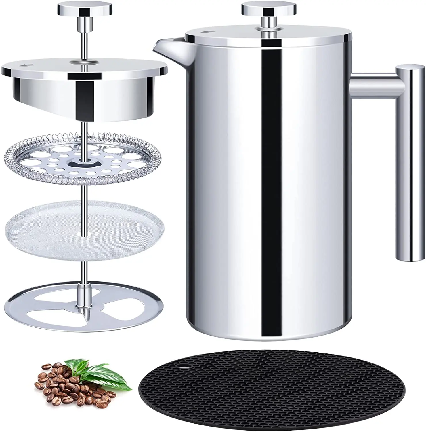 French Press Coffee Maker Stainless Steel,34oz Double-Wall Metal Insulated Coffee Press &Tea Brewer Easy Clean,with 4 Level Filt
French Press Coffee Maker Stainless Steel,34oz Double-Wall Metal Insulated Coffee Press &Tea Brewer Easy Clean,with 4 Level Filt