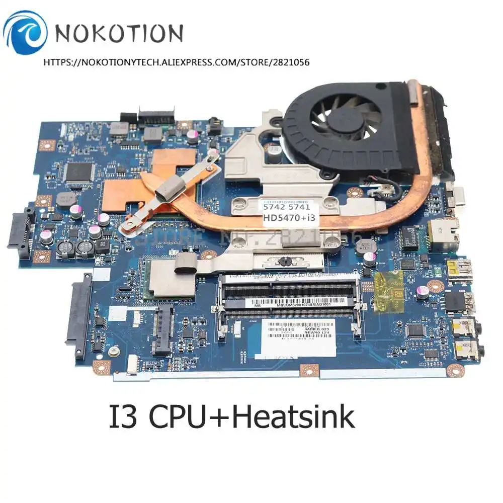 NOKOTION LA-5891P для Acer 5741 5741G 5742G материнская плата HD5470M + I3 радиатор вместо детской
