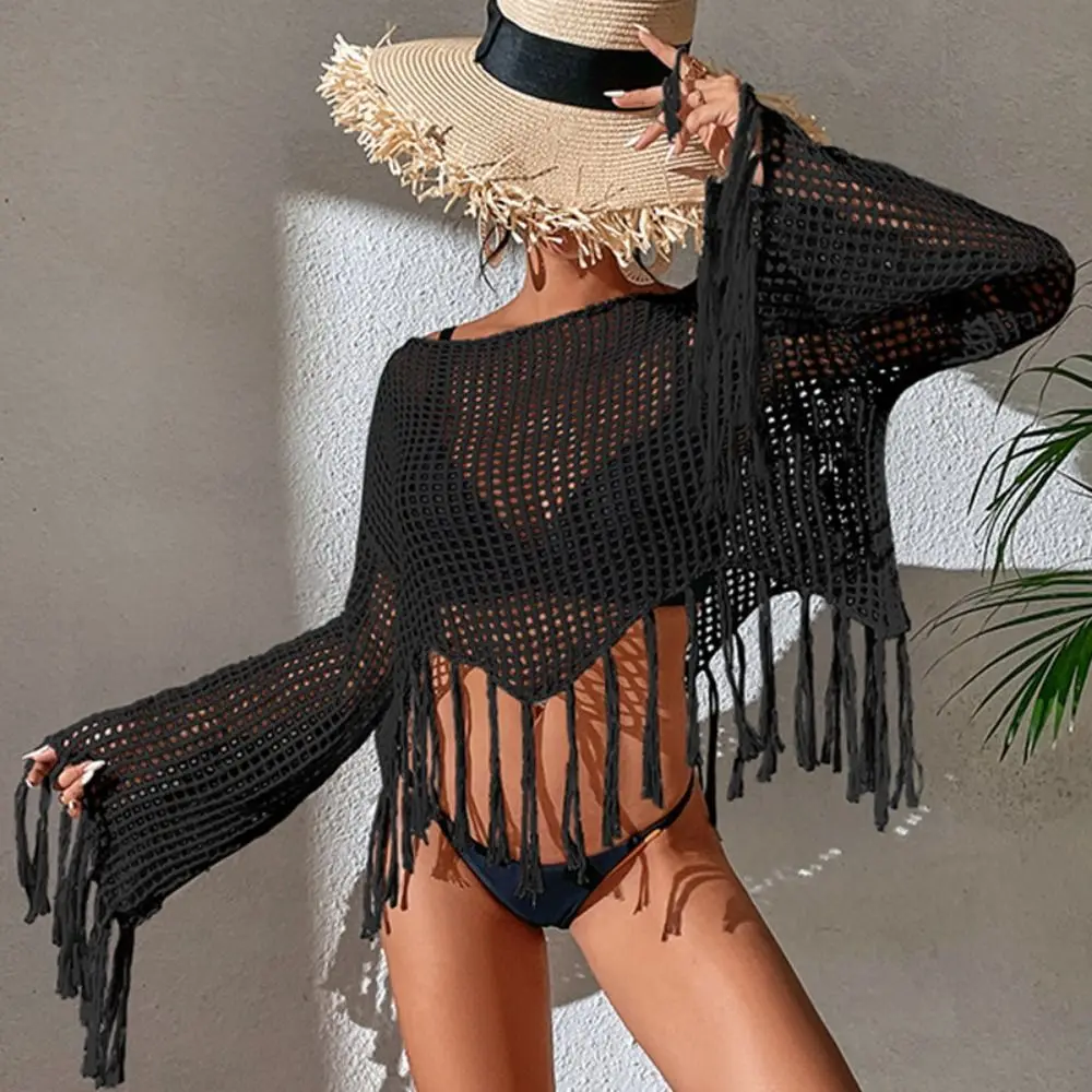 Beach Dress Round-Neck Crochet Pullover Tops Bikini Cover-Up See Through Smock Hollow Out Swimsuit Women Beachwear
Beach Dress Round-Neck Crochet Pullover Tops Bikini Cover-Up See Through Smock Hollow Out Swimsuit Women Beachwear