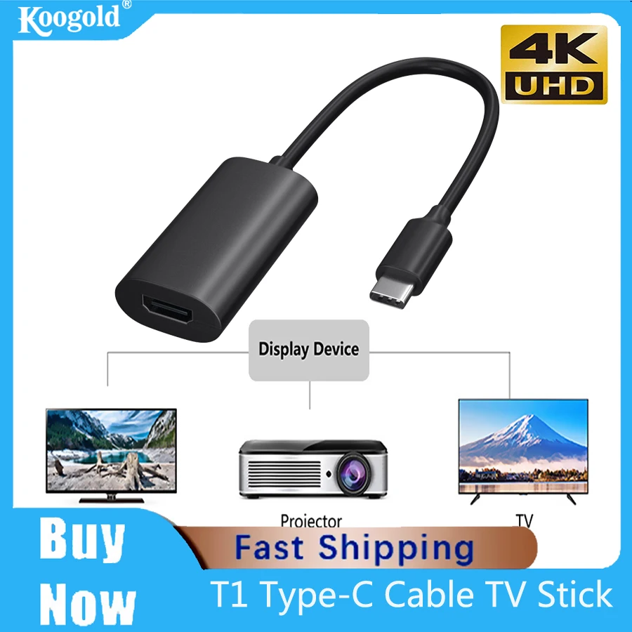 Koogold T1 4k TV Stick For Android iOS Mac iPhone Fashion Slim USB Type C To HDMI Cable Wired Screen Sampler Video Transmitter
Koogold T1 4k TV Stick For Android iOS Mac iPhone Fashion Slim USB Type C To HDMI Cable Wired Screen Sampler Video Transmitter