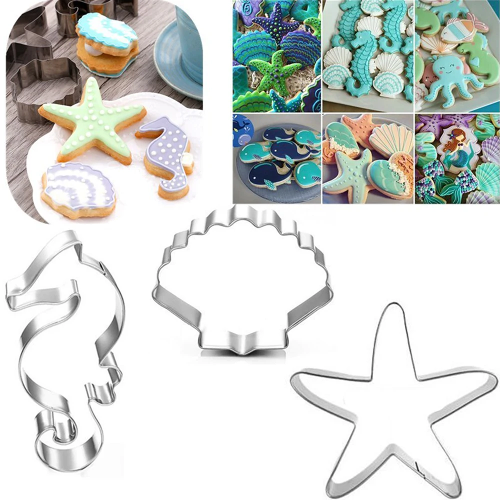 3pcs/set Seahorse Starfish Seashells Cookie Cutter Mold Under The Sea Mermaid Birthday party Decor DIY Cake Biscuit Baking Tools
3pcs/set Seahorse Starfish Seashells Cookie Cutter Mold Under The Sea Mermaid Birthday party Decor DIY Cake Biscuit Baking Tools