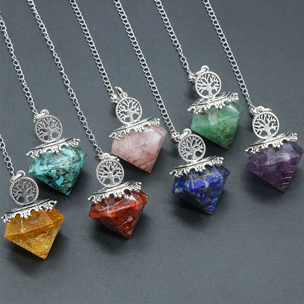 1Pc Natural Crystal Stone Pendulum Tree of Life Reiki Healing Energy Gemstones Charms Jewelry for Enhancer Divination Meditation 
1Pc Natural Crystal Stone Pendulum Tree of Life Reiki Healing Energy Gemstones Charms Jewelry for Enhancer Divination Meditation