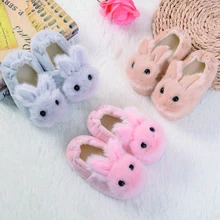 Fashion Toddler Girl Slippers for Home Gear Baby Items Loafers Plush Warm Cartoon Bunny Children Little Kid House Footwear Gifts