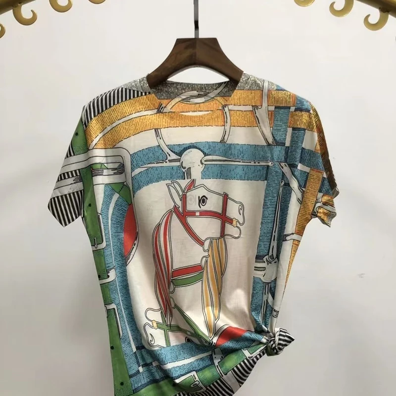 2023 Luxury Vintage Print T-shirts Summer Clothes For Women Fashion Harajuku Top O-neck Short Sleeve Tee Streetwear футболка
2023 Luxury Vintage Print T-shirts Summer Clothes For Women Fashion Harajuku Top O-neck Short Sleeve Tee Streetwear футболка