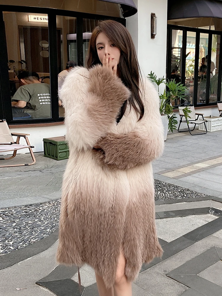 Real Fox Fur Coat Women 2022 Autumn Winter Knitted Cardigan Jacket Female Thick Warm Gradient Color Long Fur Overcoat YN01
Real Fox Fur Coat Women 2022 Autumn Winter Knitted Cardigan Jacket Female Thick Warm Gradient Color Long Fur Overcoat YN01