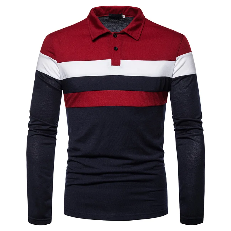 2022 Spring and Autumn European and American New Fashion Casual Color Matching Lapel Long-sleeved POLO Bottoming T-shirt Men 
2022 Spring and Autumn European and American New Fashion Casual Color Matching Lapel Long-sleeved POLO Bottoming T-shirt Men
