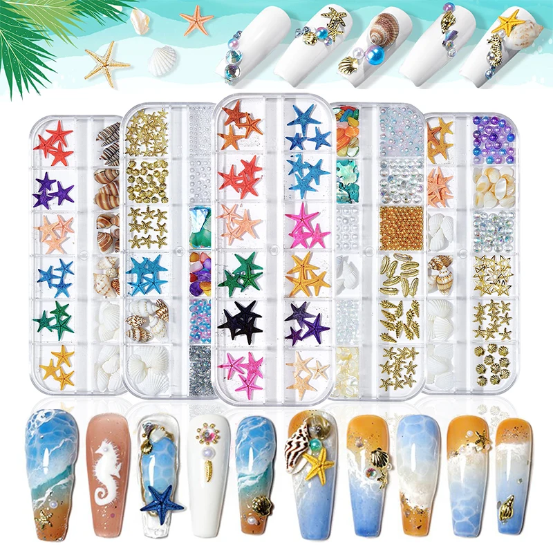 12grid Natural Starfish Nails Charms Marine Series Metal Rivets Shell Abalone Slice 3D Design Nail Art Jewelry Decor Accessories
12grid Natural Starfish Nails Charms Marine Series Metal Rivets Shell Abalone Slice 3D Design Nail Art Jewelry Decor Accessories