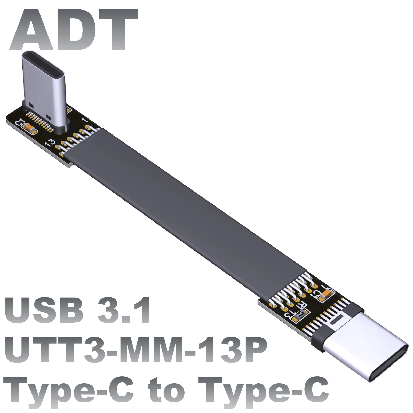 

Плоский Удлинительный кабель USB3.1 для передачи данных и передачи данных типа C, общий изгиб под углом 90 градусов, ADT gen2x1, 10 г
