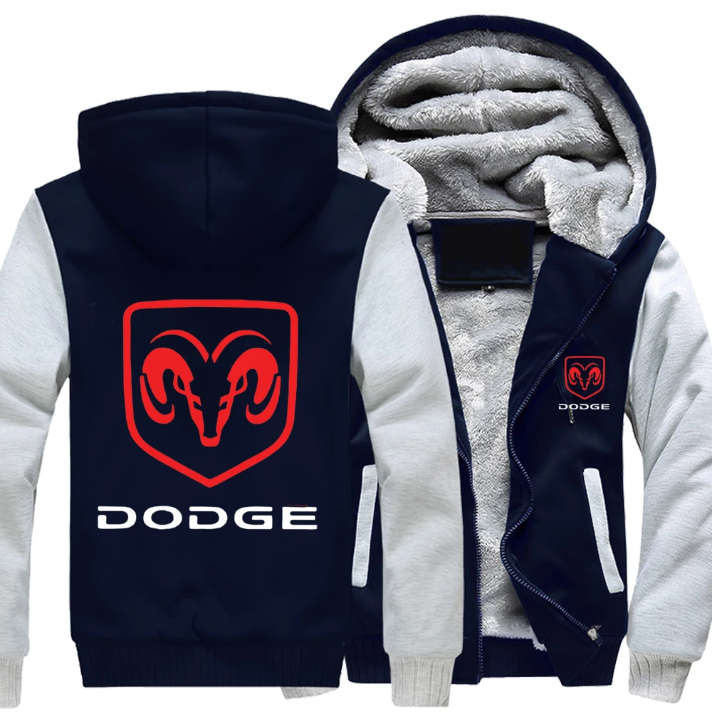 

New Winter Dodge Logo Hoodies Jacket Men Fashion High Quality Casual Wool Liner Fleece Sweatshirts Male Hoody Coat