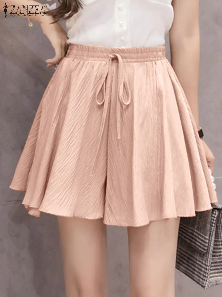 ZANZEA Summer Beach Shorts Women Fashion Elastic Waist Solid Wide Leg Pants Casual Loose A-line Pantalon Holiday Palazzo 2023
ZANZEA Summer Beach Shorts Women Fashion Elastic Waist Solid Wide Leg Pants Casual Loose A-line Pantalon Holiday Palazzo 2023