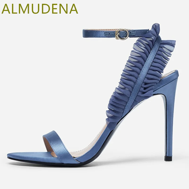 Solid Satin Ruffles Pleated Thin Heel Women Sandals Ankle Buckle Strap Sheepskin Super High Heels Shoes Party Dress Modern Shoes
Solid Satin Ruffles Pleated Thin Heel Women Sandals Ankle Buckle Strap Sheepskin Super High Heels Shoes Party Dress Modern Shoes