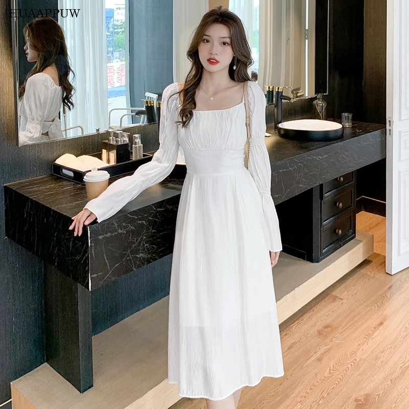 Sweet Style Solid Color Square Neck Flared Sleeve Dress Women's 2022 Spring New Long-sleeved Slim Slim Dress Casual Fashion
Sweet Style Solid Color Square Neck Flared Sleeve Dress Women's 2022 Spring New Long-sleeved Slim Slim Dress Casual Fashion