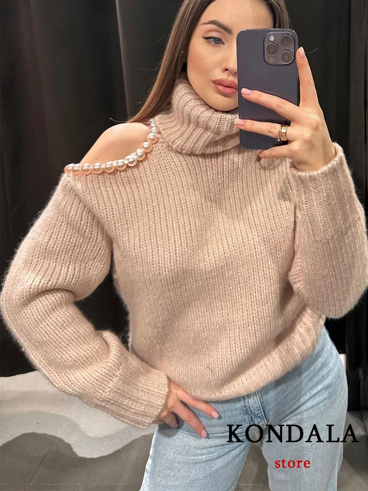 Повседневный Бежевый женский свитер KONDALA, Однотонный свитер с жемчугом и вырезами, Модный осенне-зимний пуловер 2022 года, элегантные топы
Повседневный Бежевый женский свитер KONDALA, Однотонный свитер с жемчугом и вырезами, Модный осенне-зимний пуловер 2022 года, элегантные топы