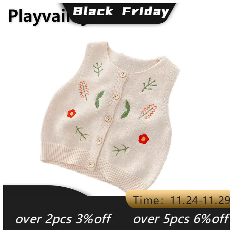 2022 Korean Style Spring Baby Girl Vest Knitting Round Collar Sleeveless Apricot Embroidery Waistcoat Sweater Wool Clothes E147 
2022 Korean Style Spring Baby Girl Vest Knitting Round Collar Sleeveless Apricot Embroidery Waistcoat Sweater Wool Clothes E147