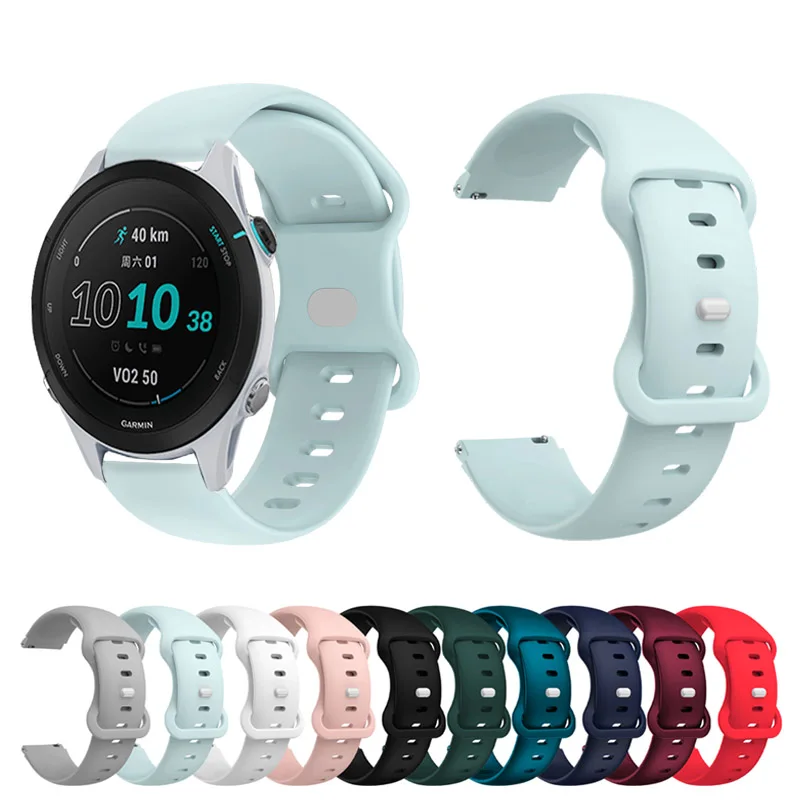 Ремешок 18 мм для Garmin Forerunner 255S спортивный силиконовый ремешок с пряжкой-бабочкой