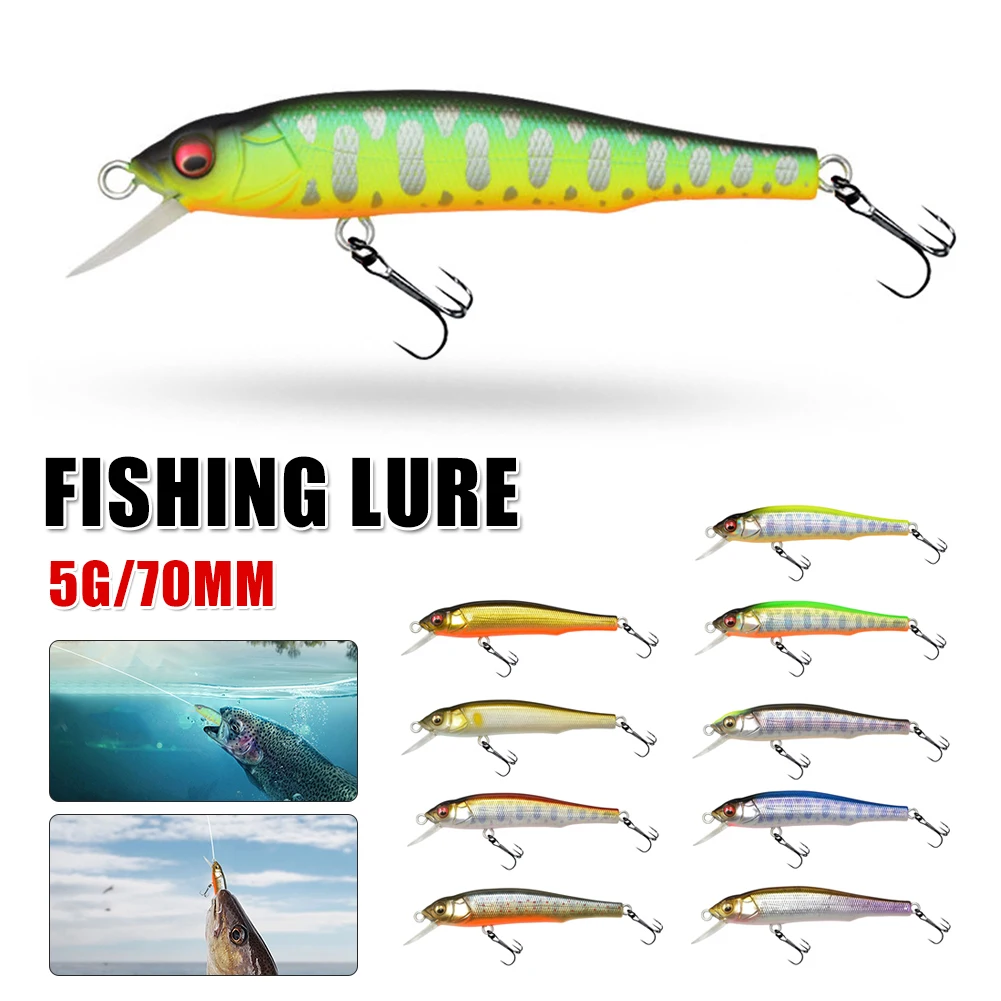 1Pcs 3D Fishing Lure 70mm 5g Floating Minnow Topwater Wobbler Hard Bait 2 Treble Crankbait Freshwater Lure Fishing Tackle
1Pcs 3D Fishing Lure 70mm 5g Floating Minnow Topwater Wobbler Hard Bait 2 Treble Crankbait Freshwater Lure Fishing Tackle