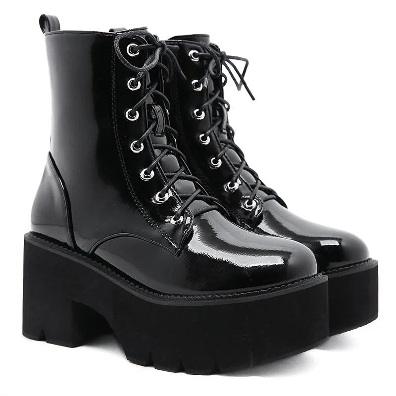 women's leisure party prom footwear chunky high heels boots black patent leather shoes ladies platform boot trend ankle botas
women's leisure party prom footwear chunky high heels boots black patent leather shoes ladies platform boot trend ankle botas