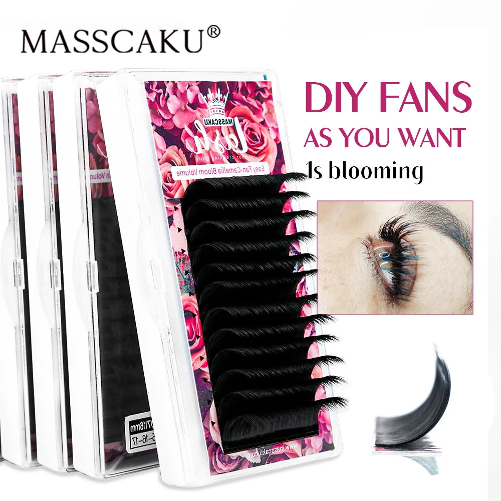 

MASSCAKU Easy Fanning Russian Camellia False Eyelashes Extensions Natural High Quality Fast Bloom Flowering Cilia Silk Lashes