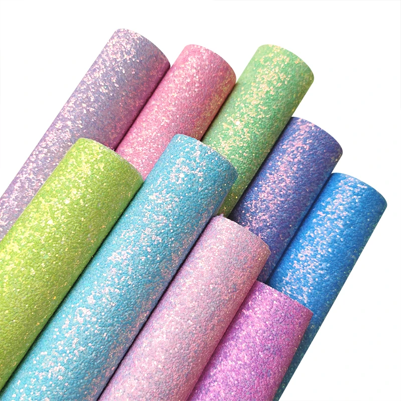 

30*135cm Pastel Chunky Glitter Synthetic Leather Fabric for Sewing Bows Earrings Bag Shoes Craft DIY Material Shiny Leatherette