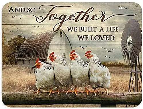 

AMELIA SHARPE Tin Sign Funny We Love Chicken and Farm Life Suitable for House Kitchen Farm Wall Decoration Aluminum Metal Sign