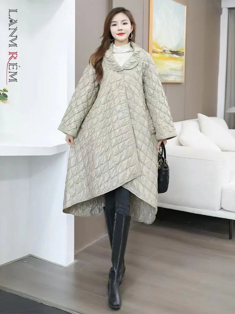 Женское Плиссированное пальто LANMREM, винтажное пальто с подкладкой из хлопка, зима 2023, 2R8340 
Женское Плиссированное пальто LANMREM, винтажное пальто с подкладкой из хлопка, зима 2023, 2R8340