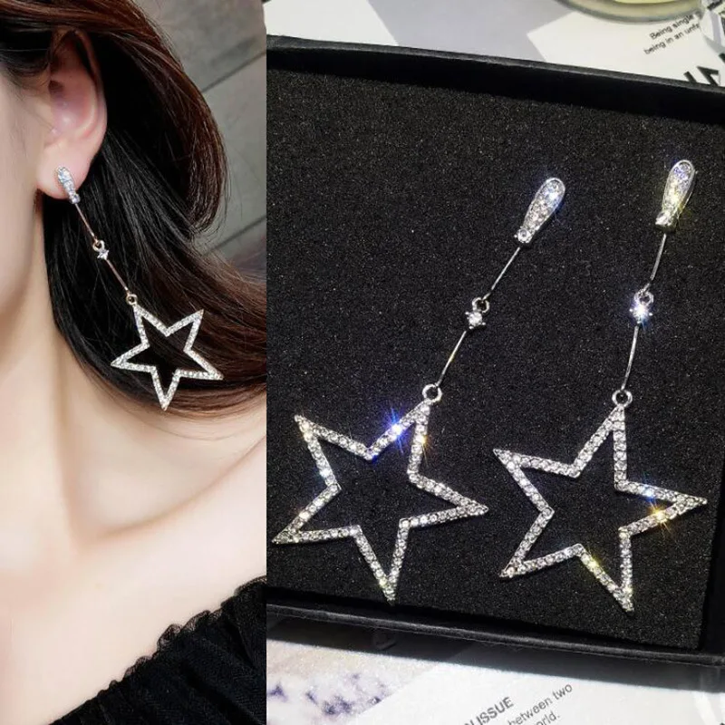 Simple and Noble Zircon Inlaid Love Long Tassel Earrings Fashionable Temperament Five-pointed Star Stud Earrings Dating Party
Simple and Noble Zircon Inlaid Love Long Tassel Earrings Fashionable Temperament Five-pointed Star Stud Earrings Dating Party