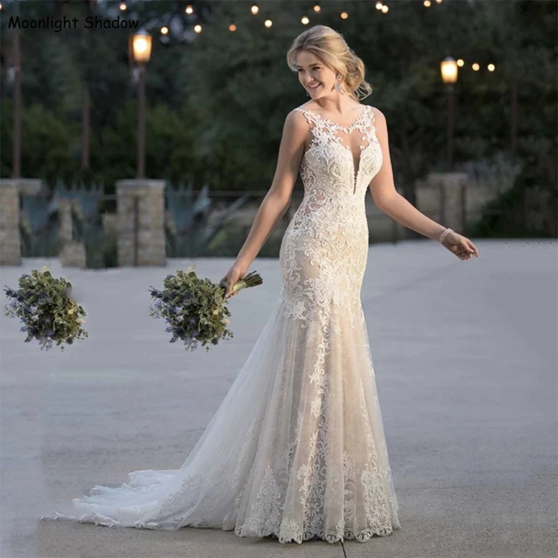 Grace Mermaid Wedding Dresses Lace Appliques Sweep Train Bridal Gown Vestido De Novia Sexy Open Back Wedding Dresses
Grace Mermaid Wedding Dresses Lace Appliques Sweep Train Bridal Gown Vestido De Novia Sexy Open Back Wedding Dresses