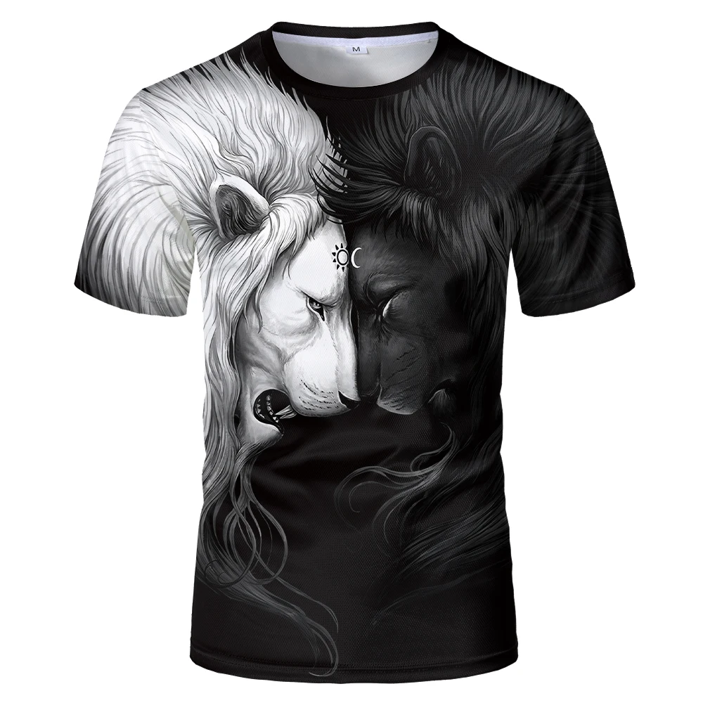 

Leão preto e branco 3d impresso t camisa legal animal padrão 2020 moda verão manga curta topos masculino camiseta menino menina