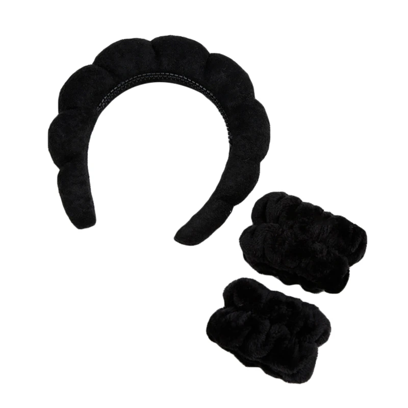 

Makeup Headband for Washing Face, terry cloth Spa Headband, Skincare Headbands, Spa Headband and Wristband Set for Washing Face