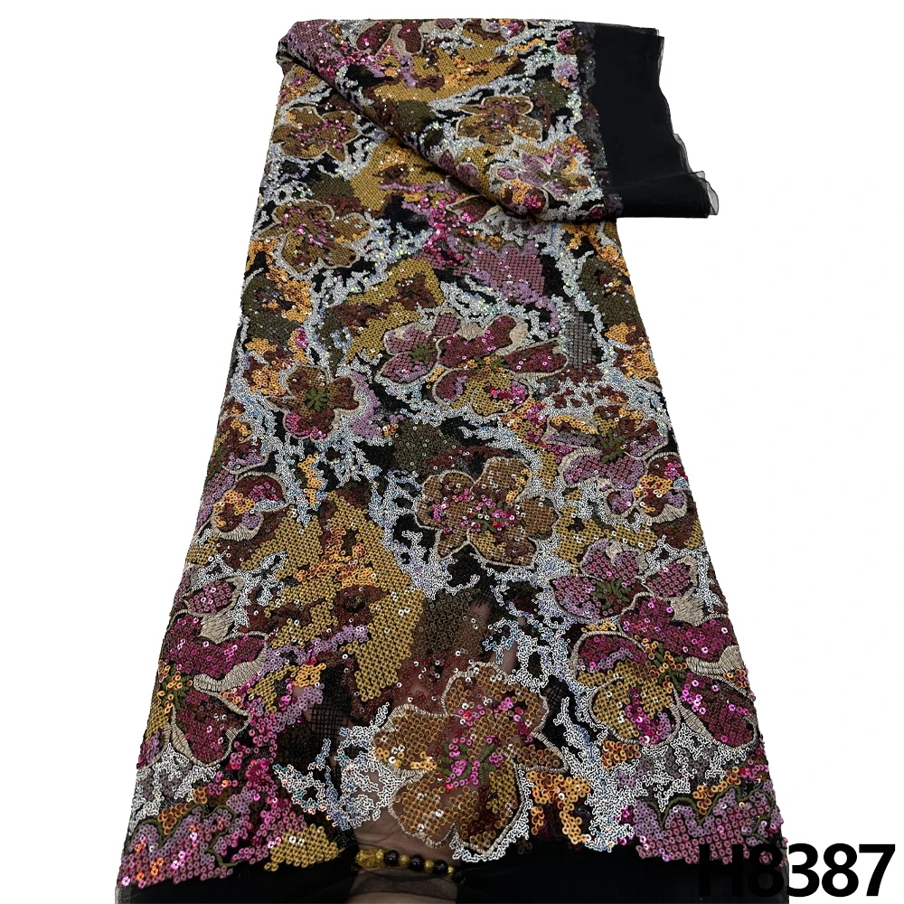 HFX 2023 The latest elegant African Embroidery beaded lace fabric High quality Nigerian sequin lace fabric for a wedding party
HFX 2023 The latest elegant African Embroidery beaded lace fabric High quality Nigerian sequin lace fabric for a wedding party