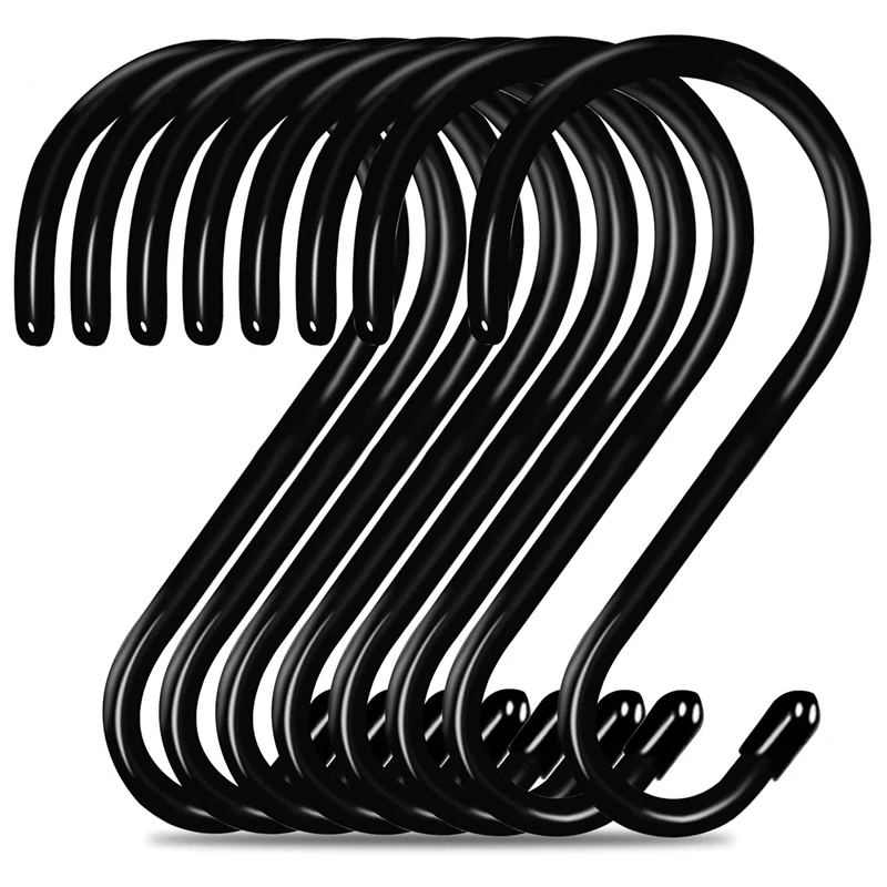 16 Pack 6 Inch Solid Large S Hooks For Hanging Clothes Plants Tools,Heavy Duty Non-Slip Vinyl Coated Metal Hanging Hooks 
16 Pack 6 Inch Solid Large S Hooks For Hanging Clothes Plants Tools,Heavy Duty Non-Slip Vinyl Coated Metal Hanging Hooks