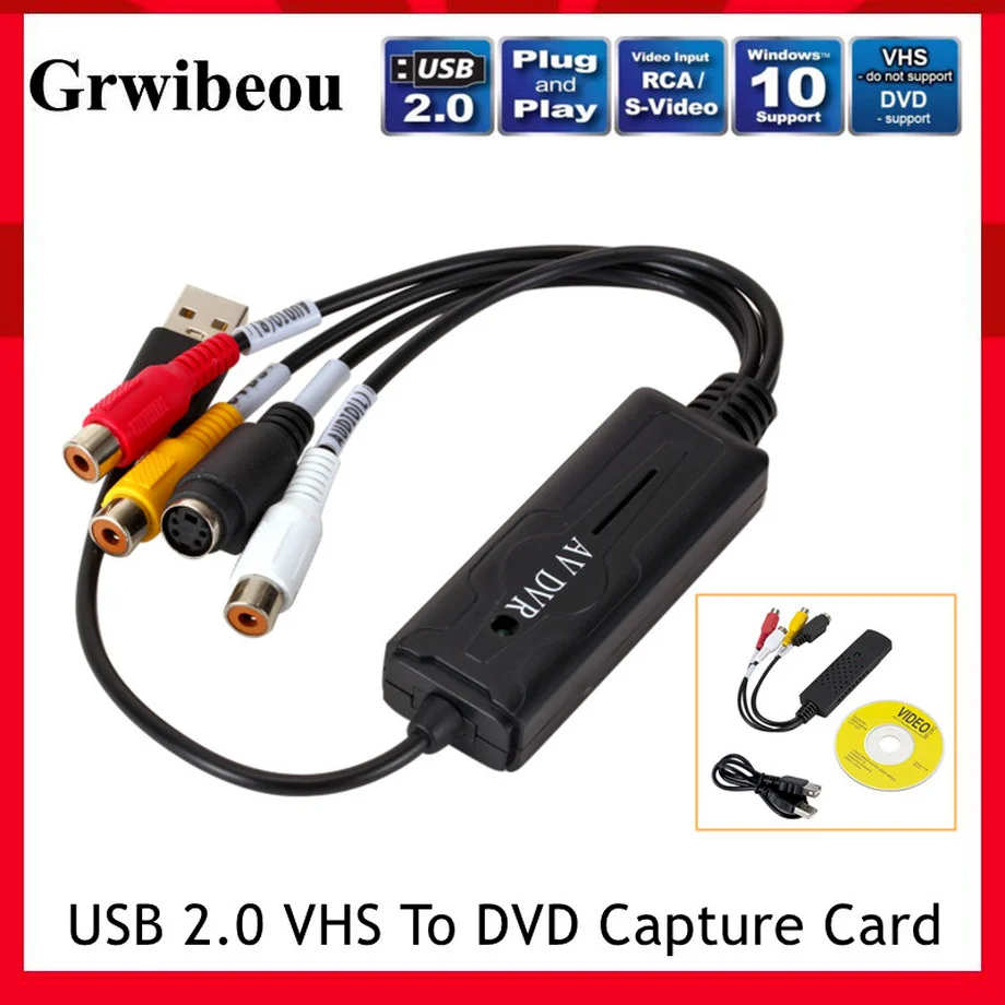 Grwibeou VHS to Digital Converter USB 2.0 Video Converter Audio Capture Card VHS VCR TV to Digital Converter Support Win 7/8/10
Grwibeou VHS to Digital Converter USB 2.0 Video Converter Audio Capture Card VHS VCR TV to Digital Converter Support Win 7/8/10