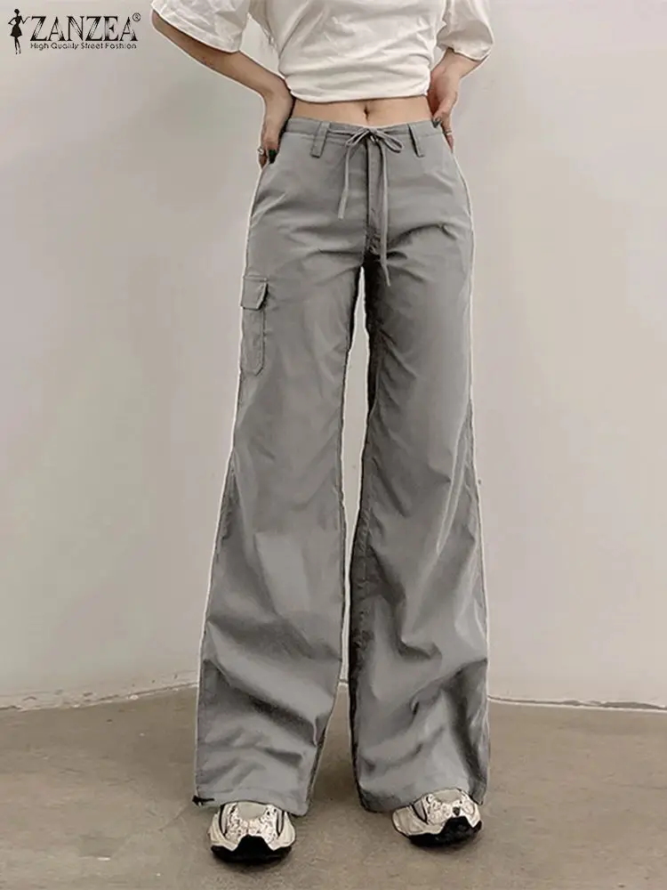 Women Wide Leg Cargo Pants ZANZEA Fashion Streetwear Korean Style Jogger Pant 2022 Autumn Drawstring Pockets Long Trousers Femme
Women Wide Leg Cargo Pants ZANZEA Fashion Streetwear Korean Style Jogger Pant 2022 Autumn Drawstring Pockets Long Trousers Femme