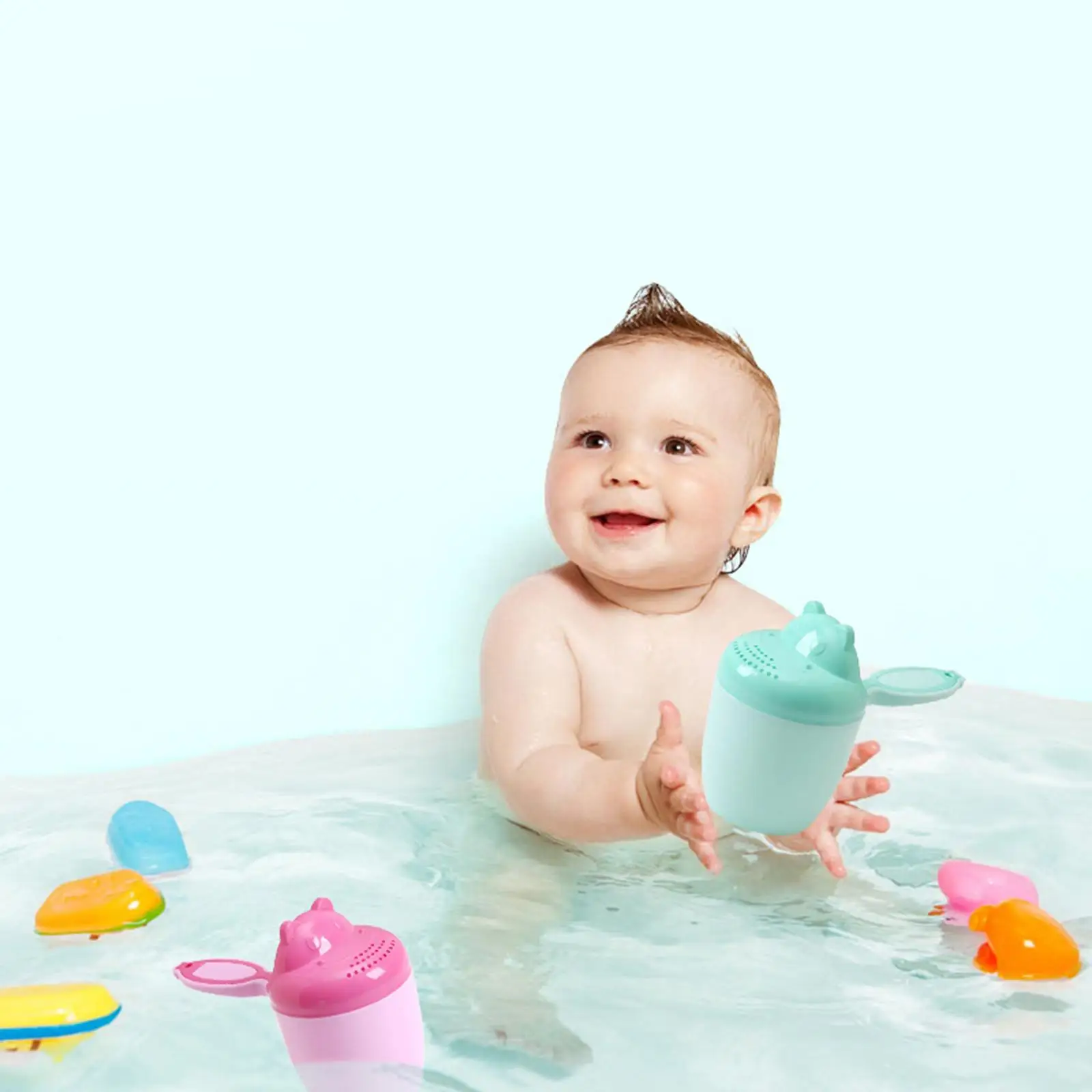 

Cute Cartoon Baby Bath Caps Toddle Shampoo Cup Children Bathing Bailer Baby Shower Spoons Child Washing Hair Cup Kids Bath Tool