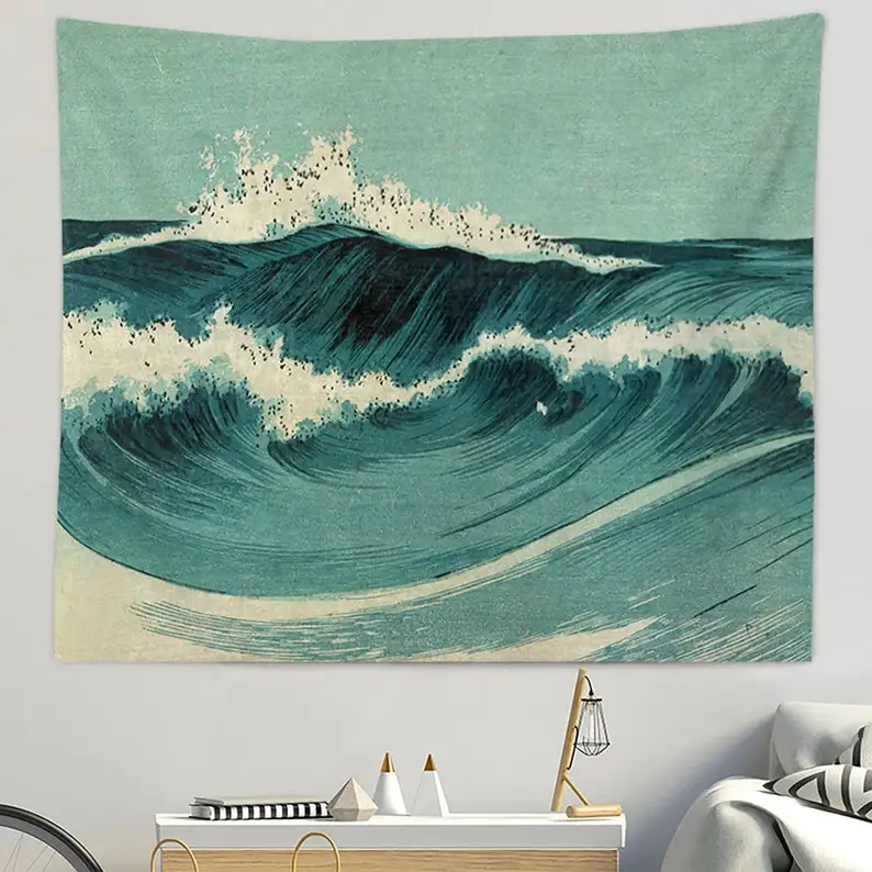 

Blue Ocean Waves Wall Art Tapestries,Nature Landscape Tapestry,Bedroom/ Room Wall ,Background Cloth,Modern Art Wall Hanging,Gift