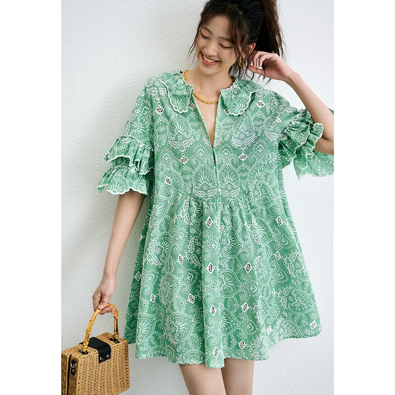 Ruffled Cutout Chain Link Dress Cotton Flared Sleeve Polo Collar Slim High Waist French Fashion Mini Skirt
Ruffled Cutout Chain Link Dress Cotton Flared Sleeve Polo Collar Slim High Waist French Fashion Mini Skirt