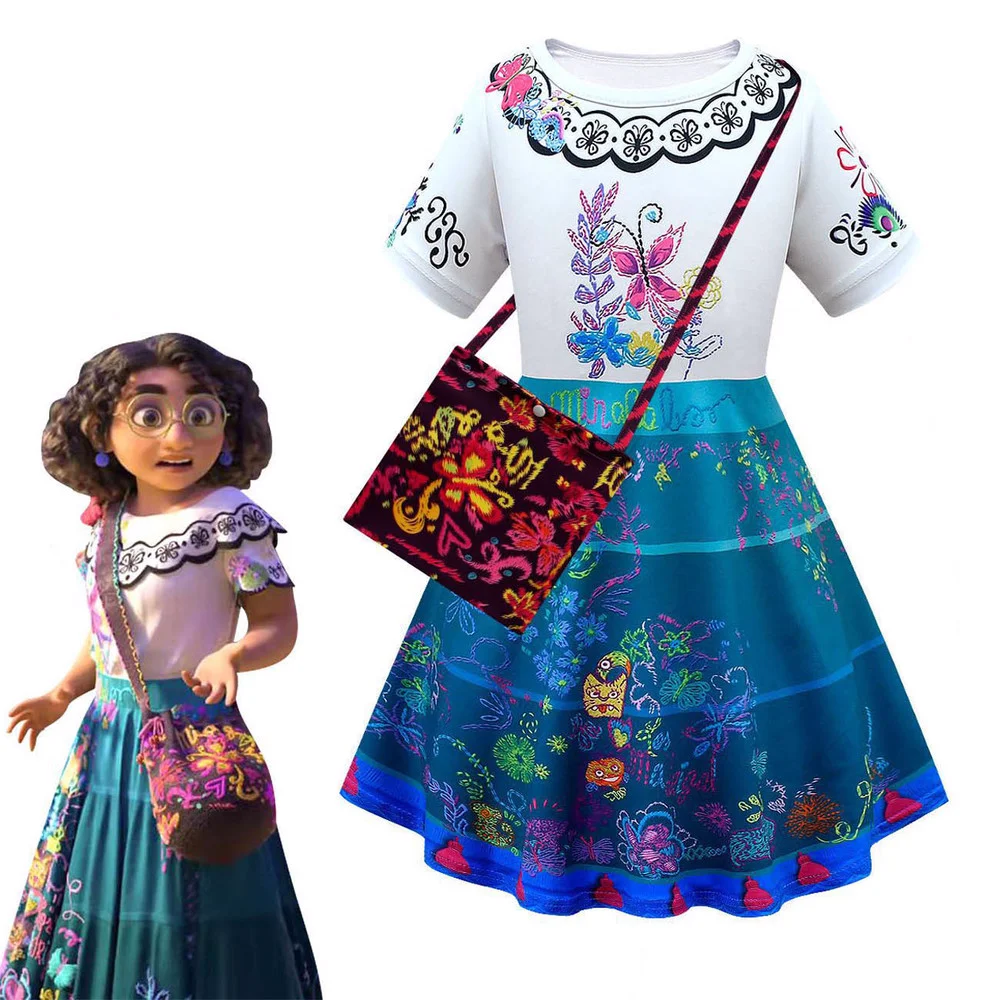 New Kids Clothes Girls Encanto Mirabel Cosplay Costumes Fancy Princess Dresses Children Birthday Carnival Party Clothing and Bag
New Kids Clothes Girls Encanto Mirabel Cosplay Costumes Fancy Princess Dresses Children Birthday Carnival Party Clothing and Bag