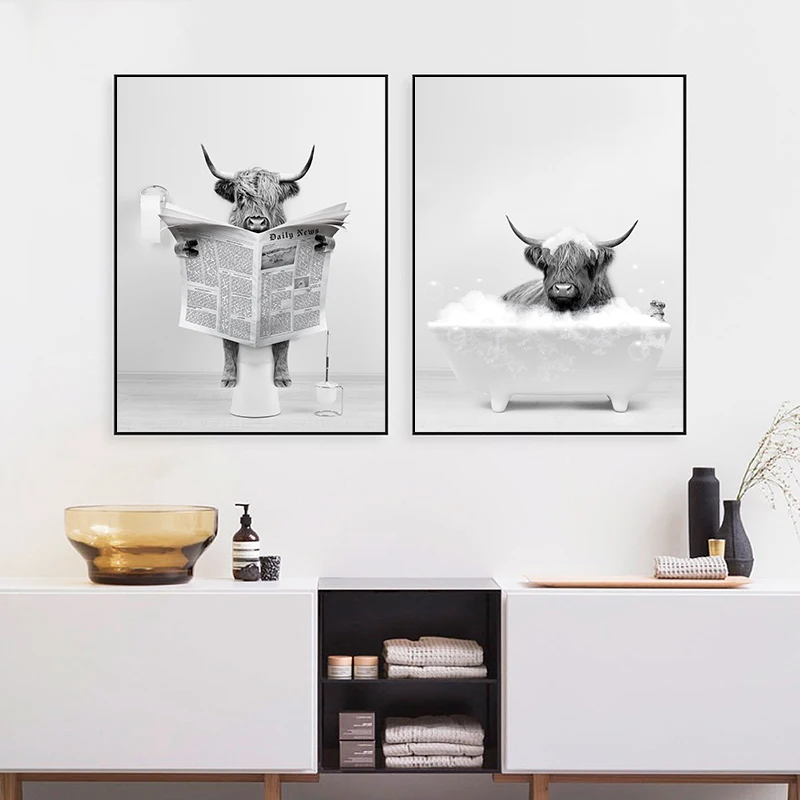 Highland рисунок на холсте с изображением коровы в ванной
Highland рисунок на холсте с изображением коровы в ванной