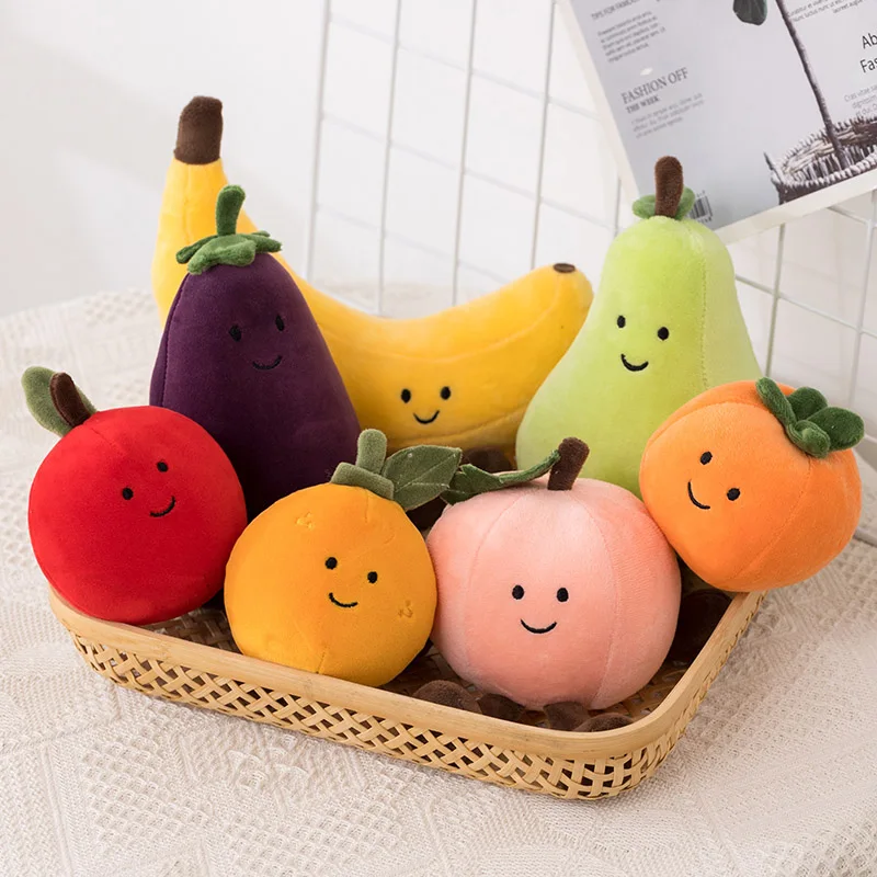 

Kawaii лицо овощи баклажаны плюшевые игрушки мягкие фрукты груша персик банан успокаивающие куклы игрушки для детей девочки подарок на день рождения деко