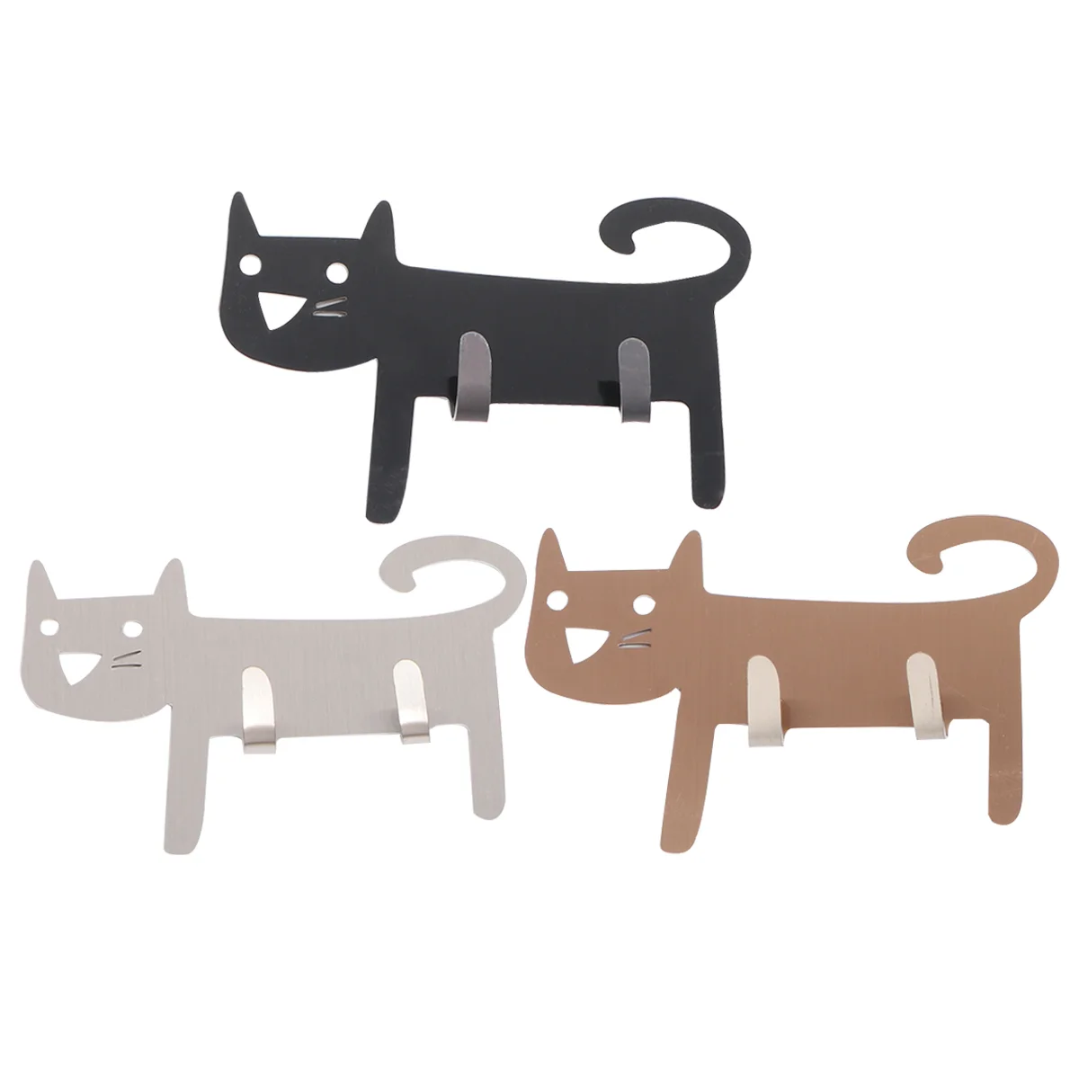 3 шт., настенные крючки в форме кошки, из нержавеющей стали 
3 шт., настенные крючки в форме кошки, из нержавеющей стали